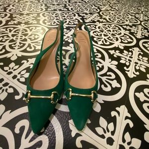 Carynnl emerald suede slingback